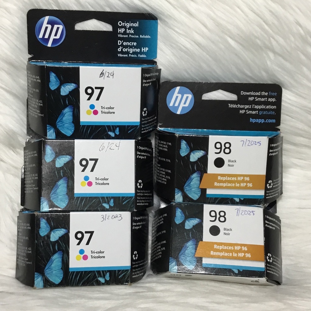 HP 97 Tri-Color and HP 98 Black Printer Ink - New in Unopened Boxes